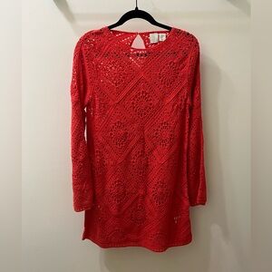 Joie Red Crochet Knit Cover Up